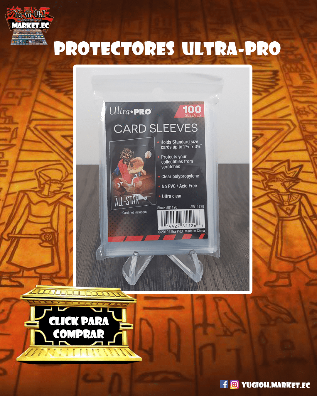 100 Protectores de cartas transparentes - Ultra Pro - Yugioh Market Ecuador
